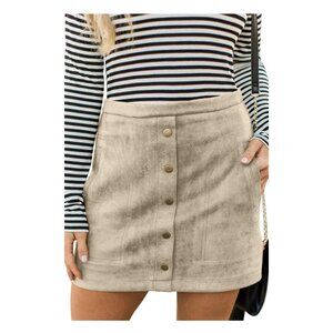 🌸3/$15🌸Tan Faux Suede High Waist Mini Skirt with Pockets A-Line Medium